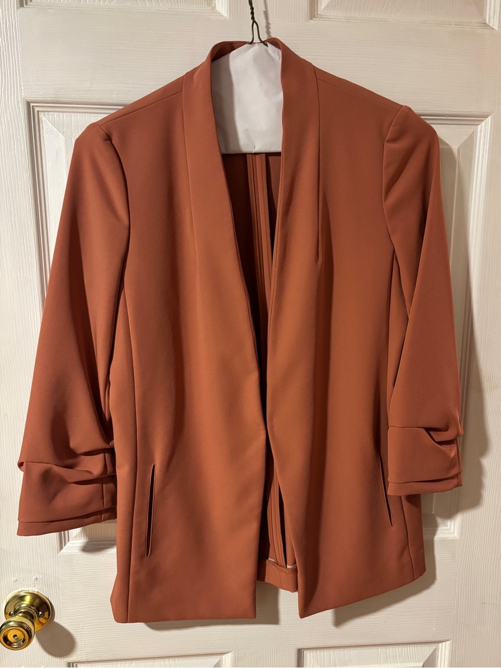 Antonio Melani Terracotta Jacket w/Ruched Sleeves and One Hook & Eye Closure 4